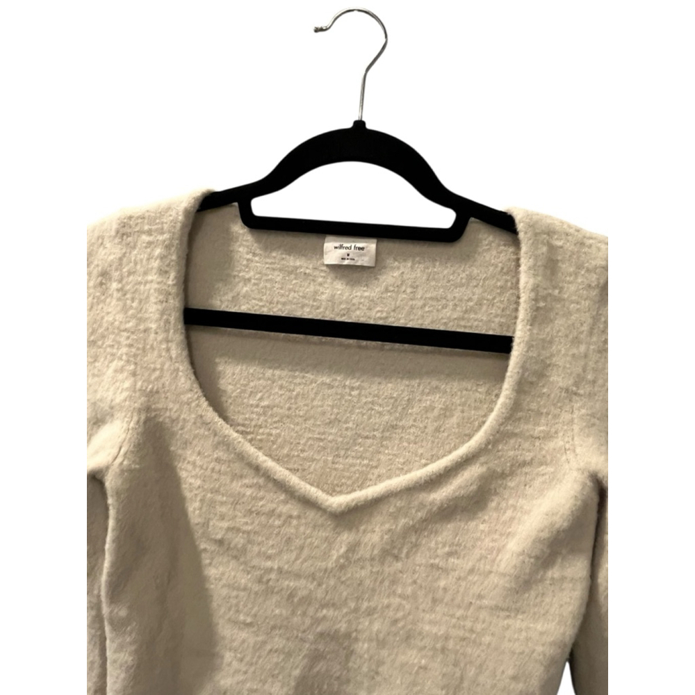 Aritzia Wilfred Free Ivory Size Medium Long Sleeve V-Neck Sweater Soft Stretchy - Picture 2 of 7